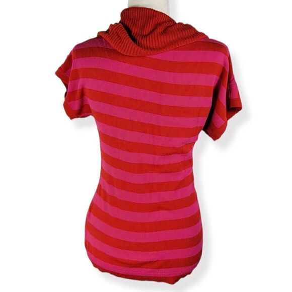 Express Cowl Neckline Striped Short Sleeve Sweater Medium - Picture 3 of 3